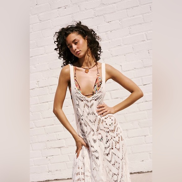 NWT Free People Bianca Fauxchet Midi Dress in Ivory White - new with tag! - Picture 4 of 5